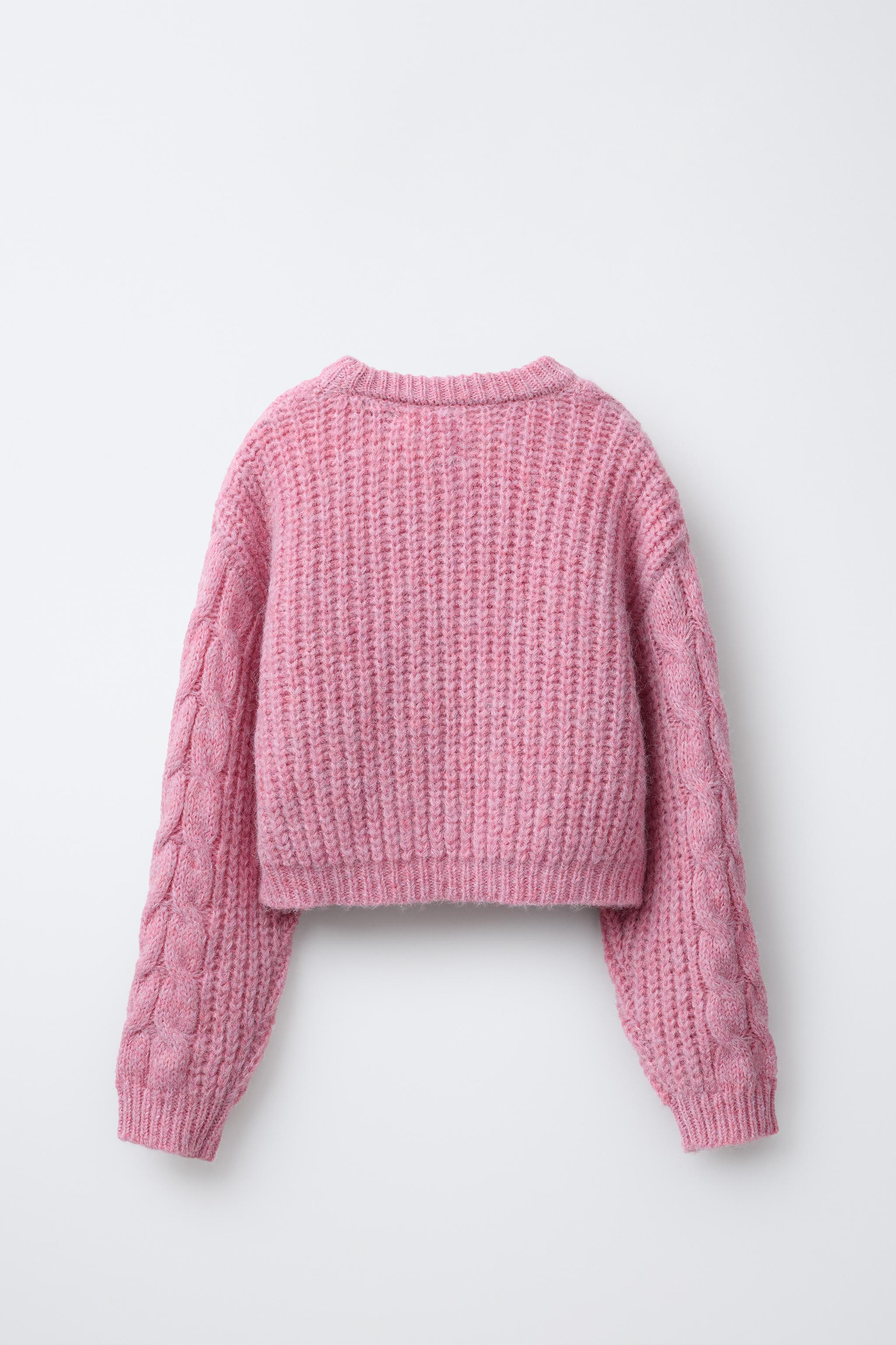 CROPPED CABLE-KNIT SWEATER Pink ZARA South Africa