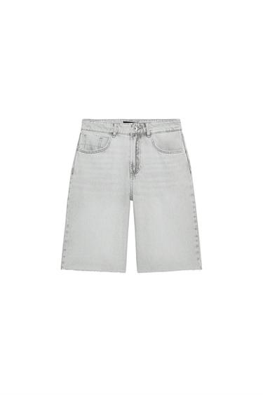 Z1975 MID-WAIST DENIM SHORTS - Light grey by Zara