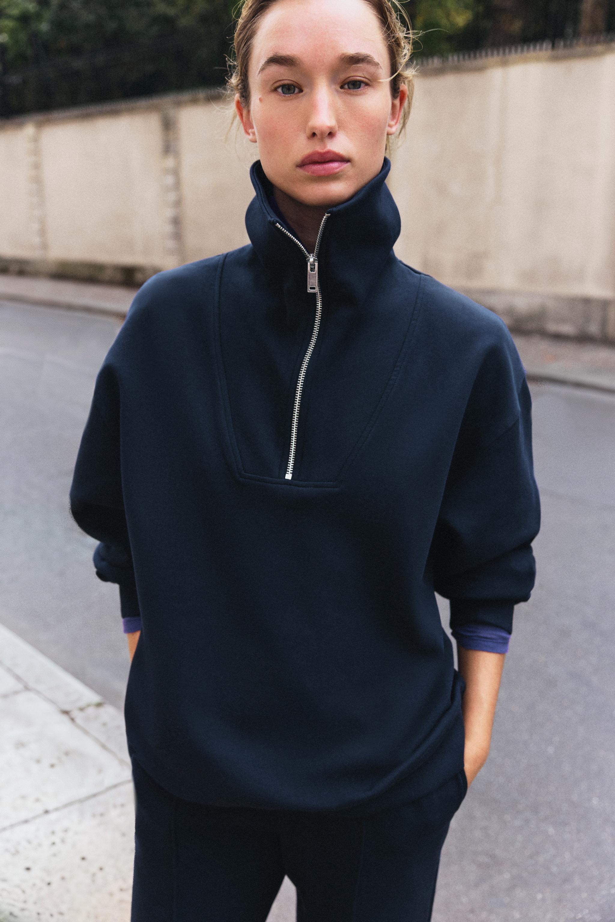 Zara FERMUARLI İNTERLOK SWEATSHIRT görsel 6
