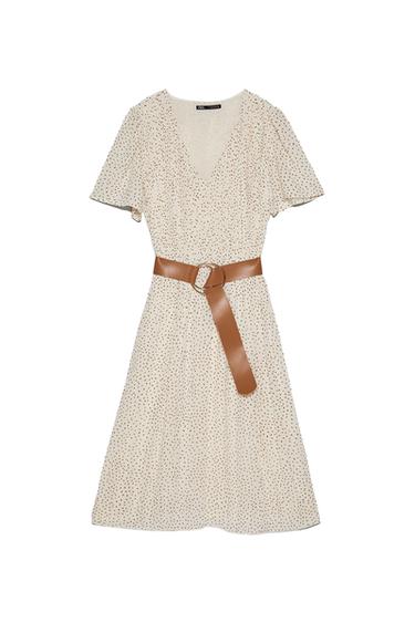 PLEATED DRESS WITH BELT