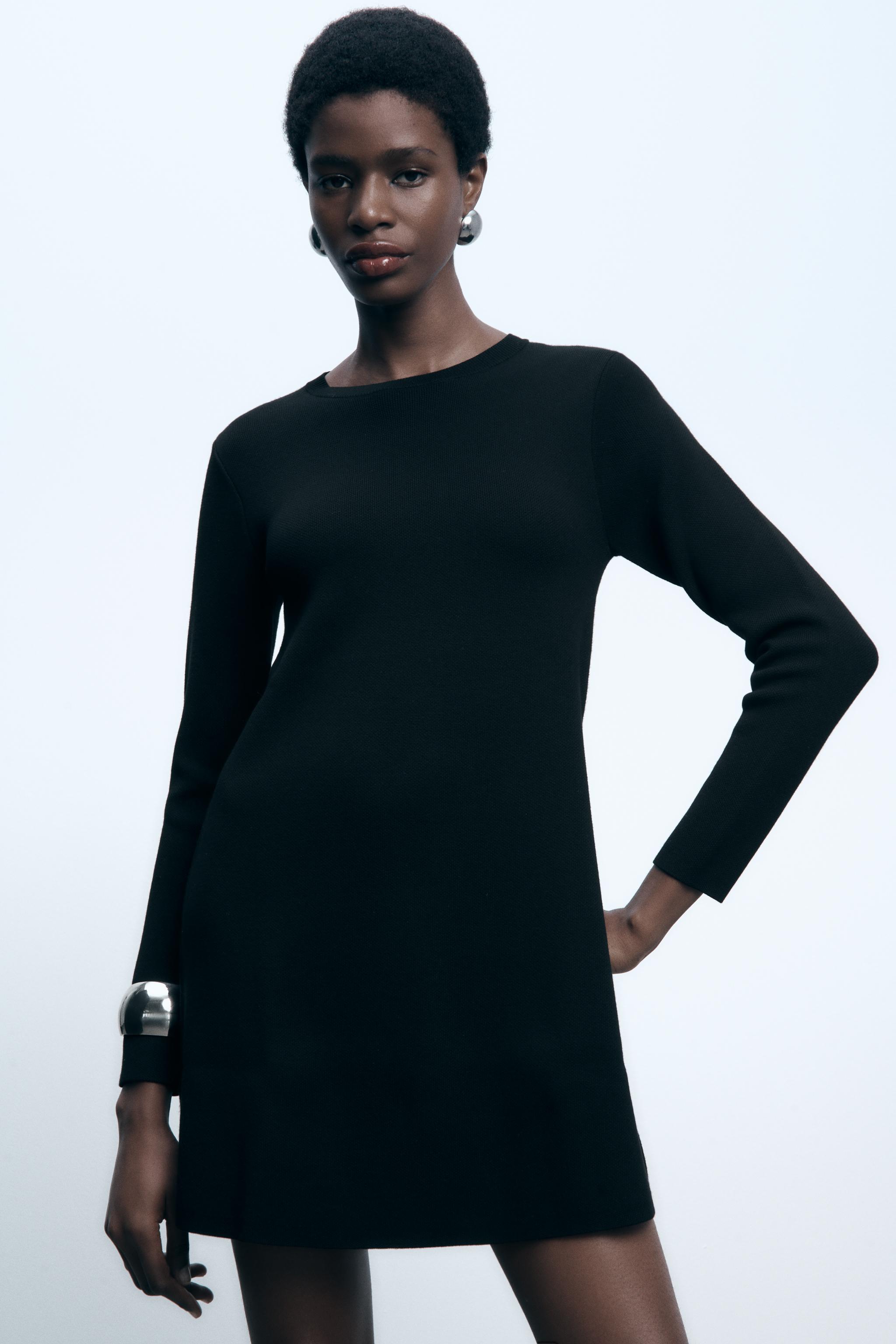 Zara black hot sale long sleeve dress