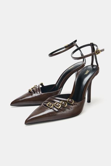 BUCKLED HIGH-HEEL SHOES - Brown de Zara - Image 2