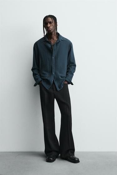 Zara FLOWY PINTUCK SHIRT - Blue - Image 0