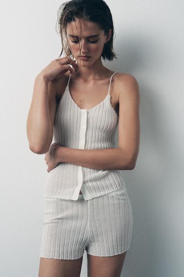 TOP EN MAILLE FINE PLISSÉE - Blanc de Zara - Image 0