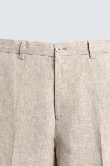 100% LINEN SUIT TROUSERS - Light beige by Zara - Image 6