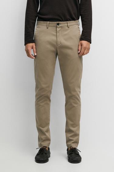 Zara Slim fit cotton trousers - taupe brown