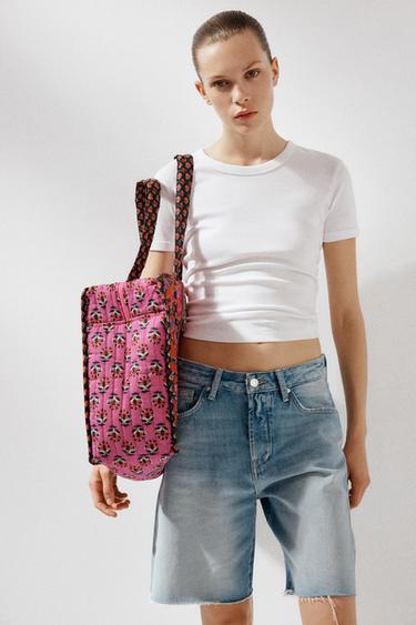 FLORAL PRINT PADDED BAG - Fuchsia by Zara