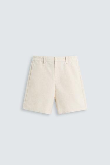 Zara RELAXED FIT SHORTS - Ecru