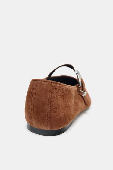 BUCKLE SUEDE BALLERINA SHOES - Brick by Zara - Image 5
