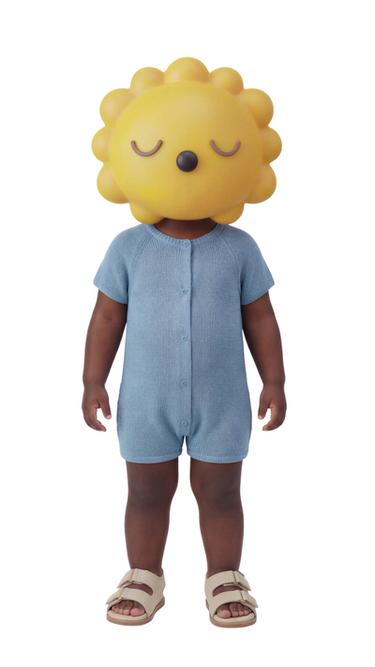 אוברול קצר סריג פנינה - כחול כהה של Zara