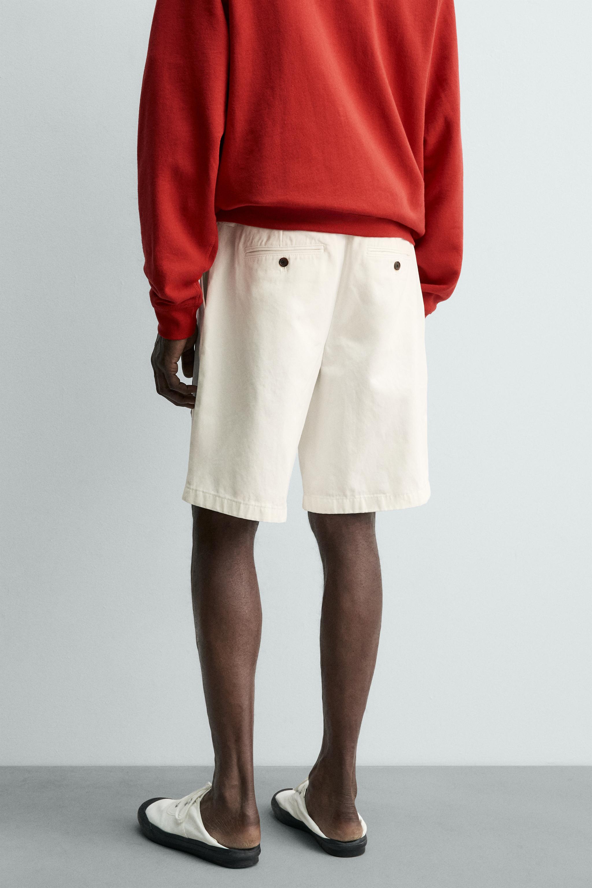 AARON LEVINE X ZARA RELAXED FIT PLEATED SHORTS - Oyster-white