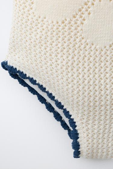2-6 YEARS / FLORAL CROCHET KNIT SWIMSUIT - Ecru / Blue by Zara - Image 2
