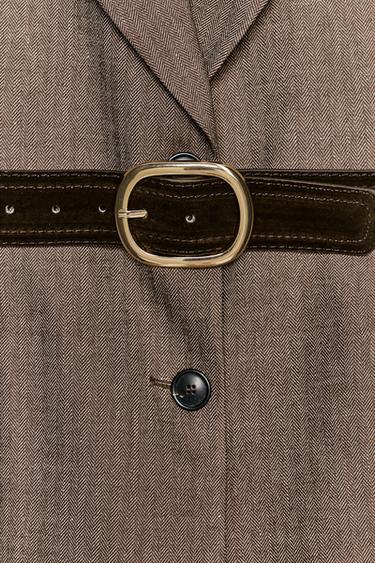BLAZER À CHEVRONS AVEC CEINTURE - Marron de Zara - Image 8