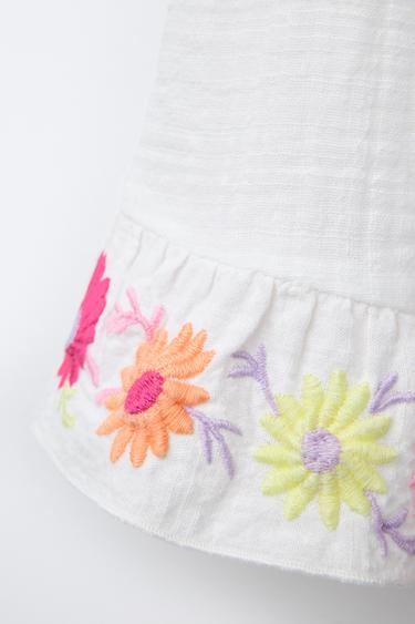 EMBROIDERED FLORAL TOP - Oyster-white by Zara - Image 3