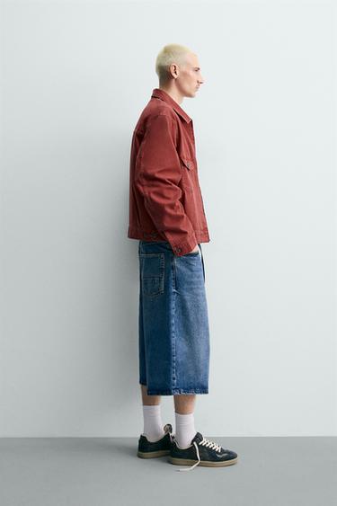 CROPPED FIT JACKET WITH PATCH - Red by Zara - Image 3