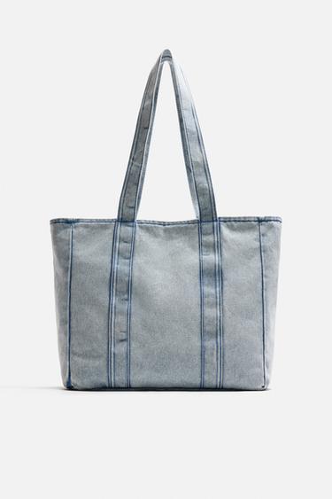 WASHED-EFFECT DENIM TOTE BAG - Blue by Zara