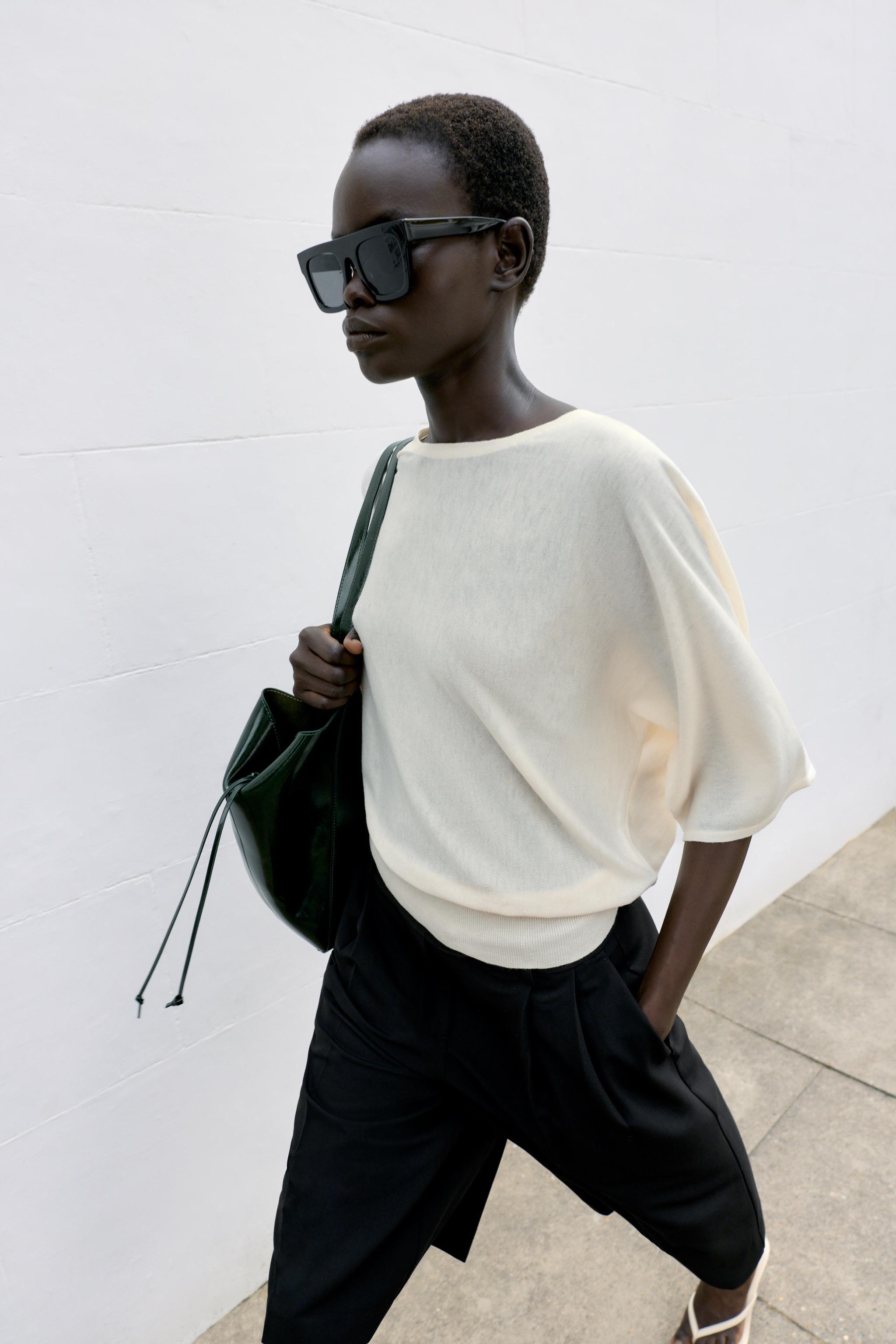 THREE-QUARTER SLEEVE KNIT JUMPER — White