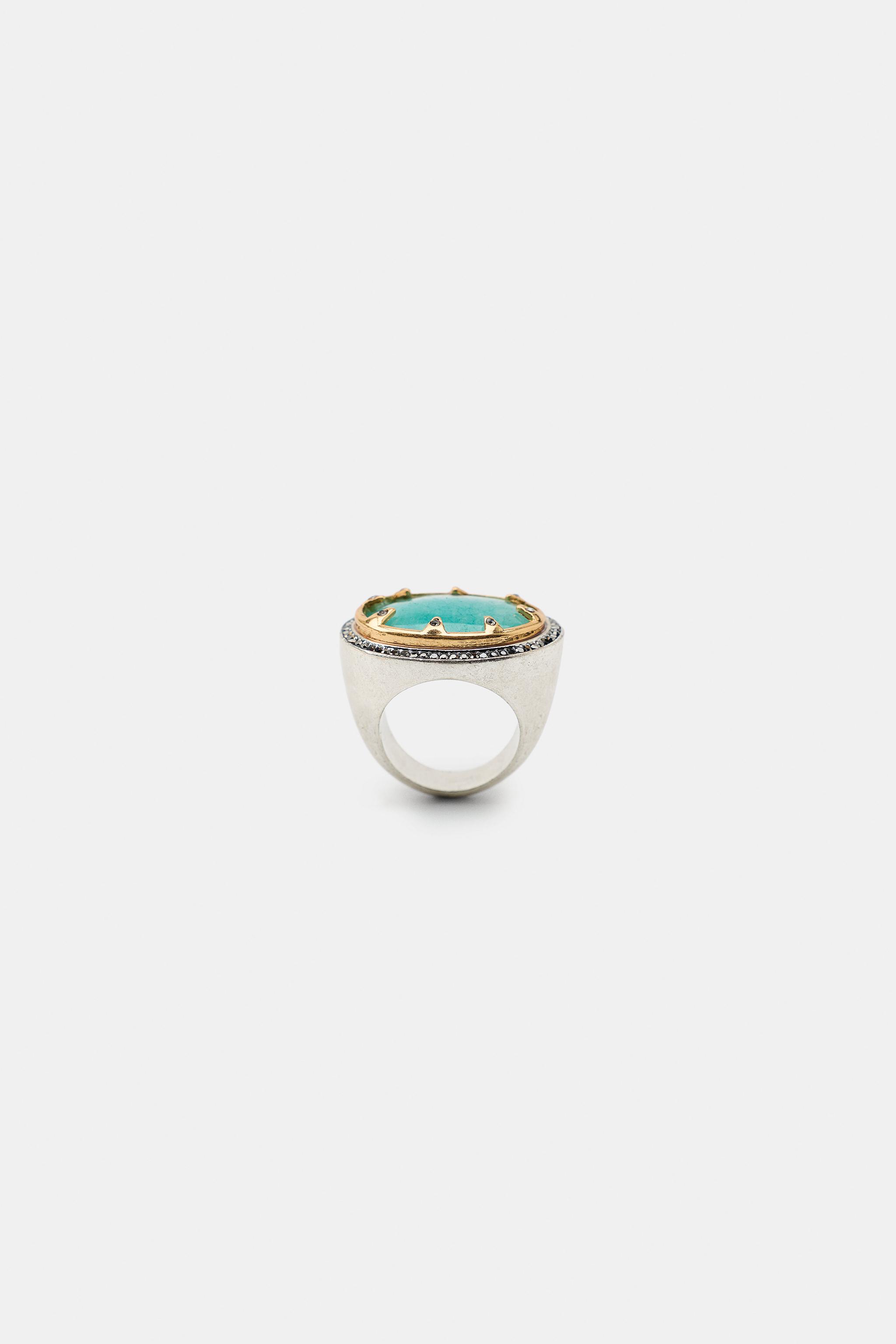 RHINESTONE STONE RING - Silver | ZARA Singapore