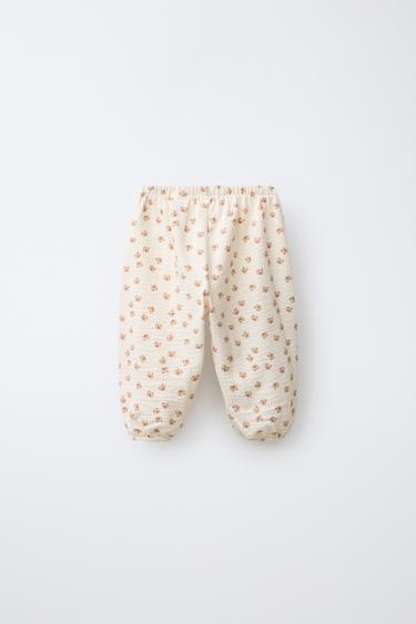 TEXTURED TEDDY BEAR PRINT TROUSERS — taupe brown 2