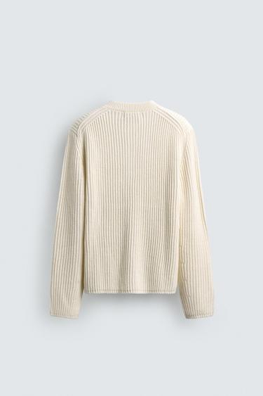 TEXTURED BAKER COLLAR JUMPER - Ecru by Zara - Image 8