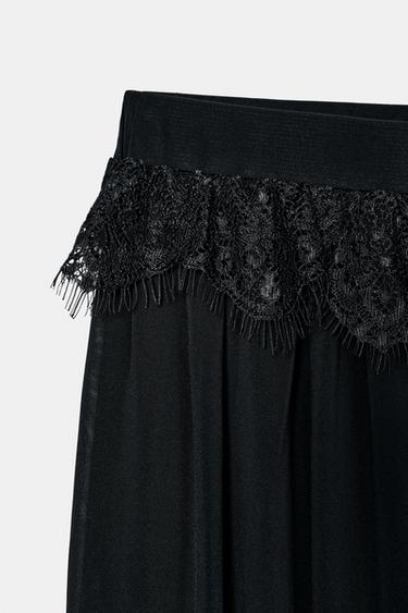 LACE TRIM SAROUEL TROUSERS - Black by Zara - Image 6
