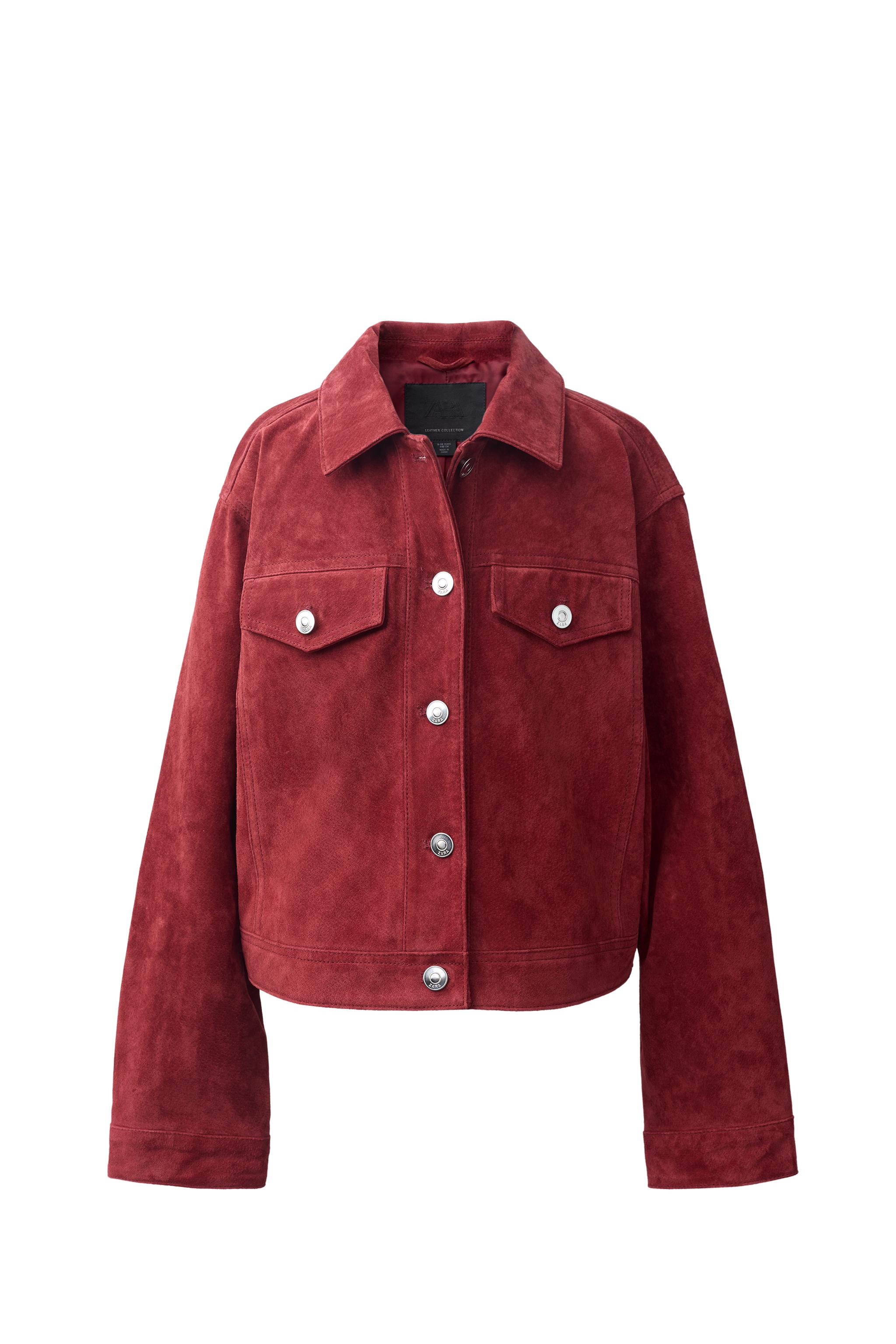 100％レザースエードジャケット - ダークレッド | ZARA Japan / 日本