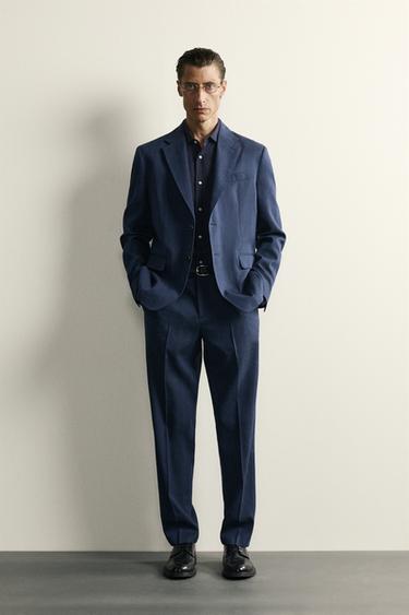 AMERICANA REGULAR FIT DE VESTIT DE LLI I LLANA - Blau de Zara