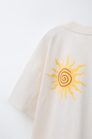EMBROIDERED AND PRINTED T-SHIRT - Oyster-white by Zara - Image 3