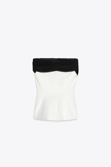 CONTRAST BUSTIER TOP - Ecru by Zara - Image 6