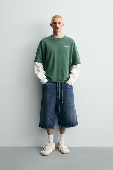 Zara KAHEKORDSE EFEKTIGA VARRUKATEGA DRESSIPLUUS - Roheline - Pilt 0