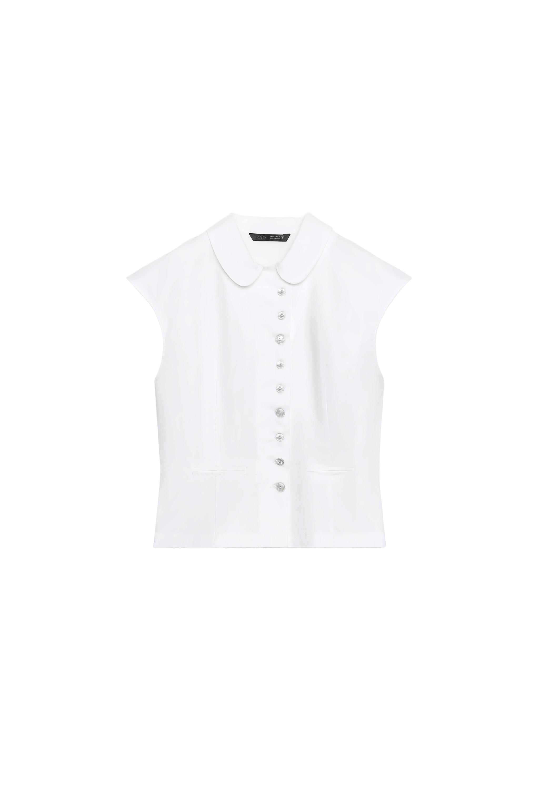 ボタン付きトレンチコートトップス - ホワイト | ZARA Japan / 日本