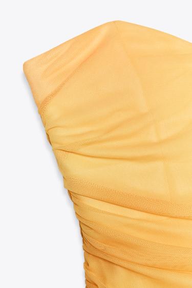 PRINTED TULLE STRAPLESS DRESS - TYEAMARILLO by Zara - Image 6