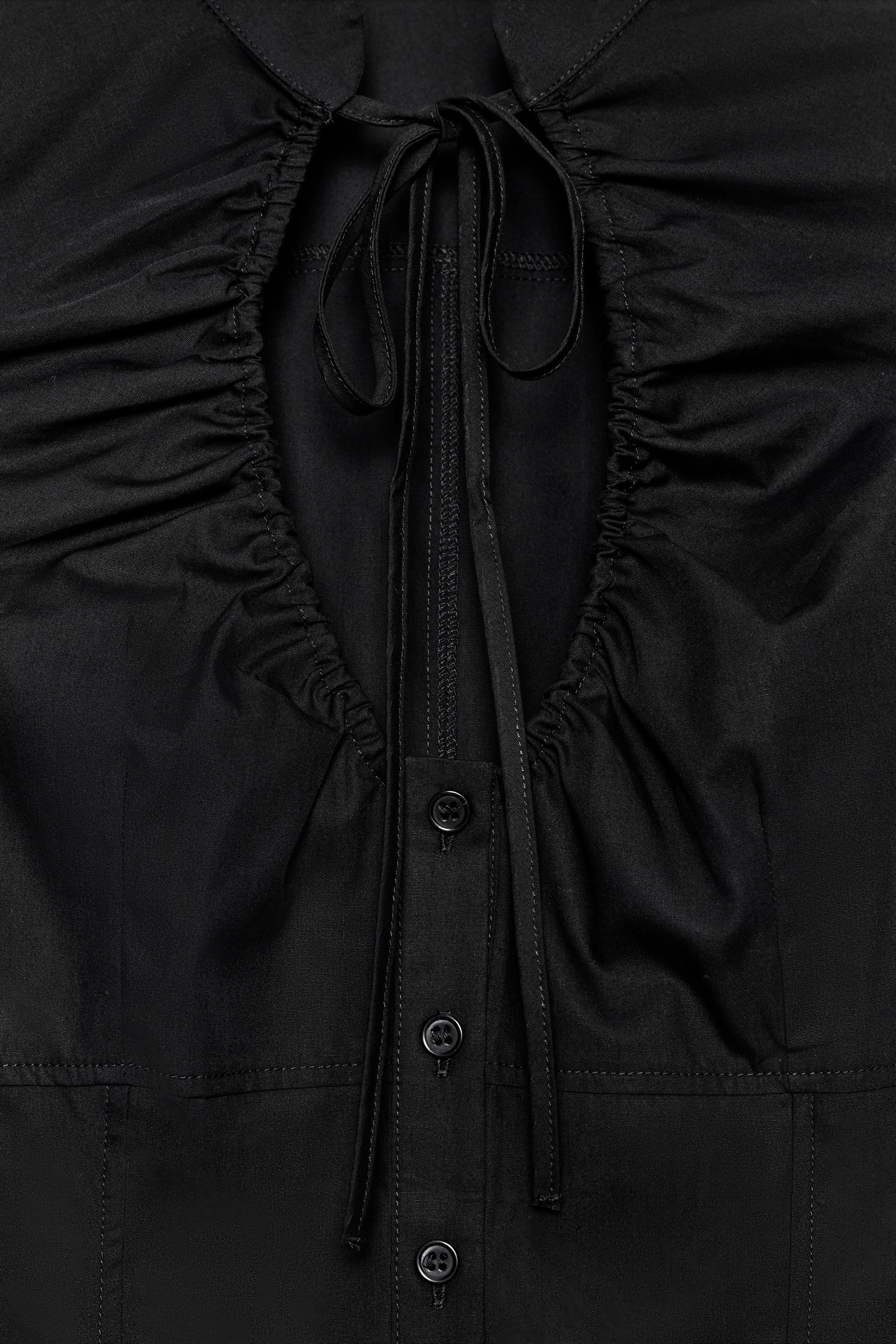 Женские рубашки Zara TIED POPLIN TOP — фото 6