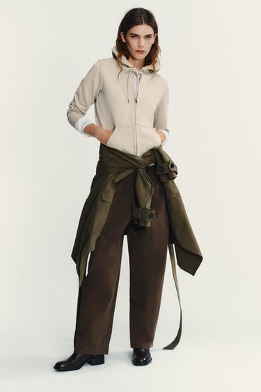 FELPA CON CAPPUCCIO - Fango mélange di Zara