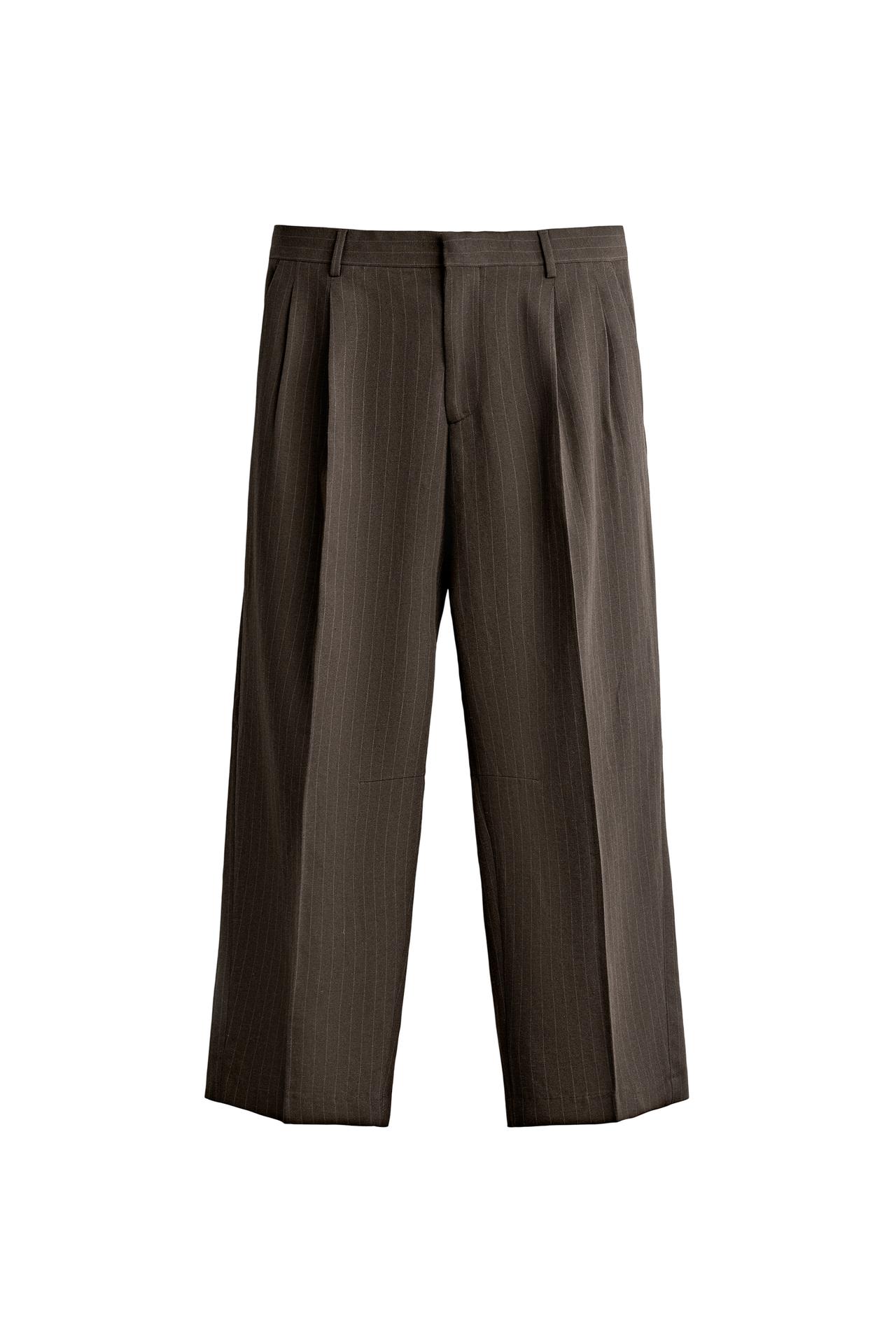 PINSTRIPE PLEATED SUIT TROUSERS