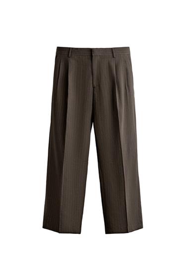 PANTALON PLIEGUES TRAJE RAYA DIPLOMÁTICA - Marrón de Zara