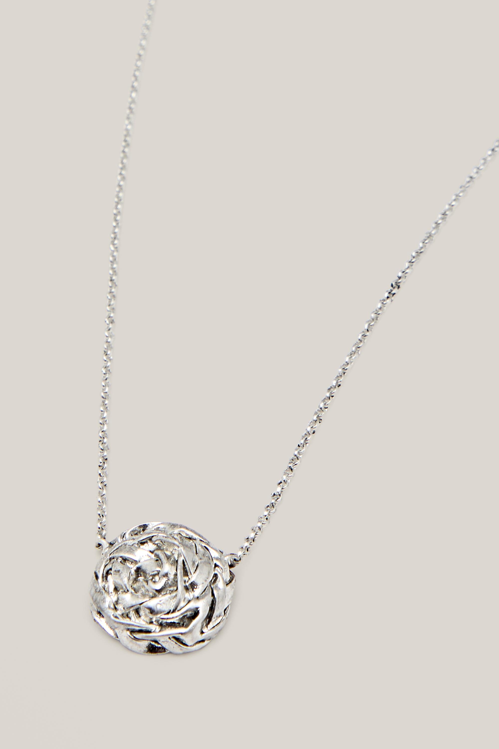 Necklace with textured round basket piece - LIMITED EDITION