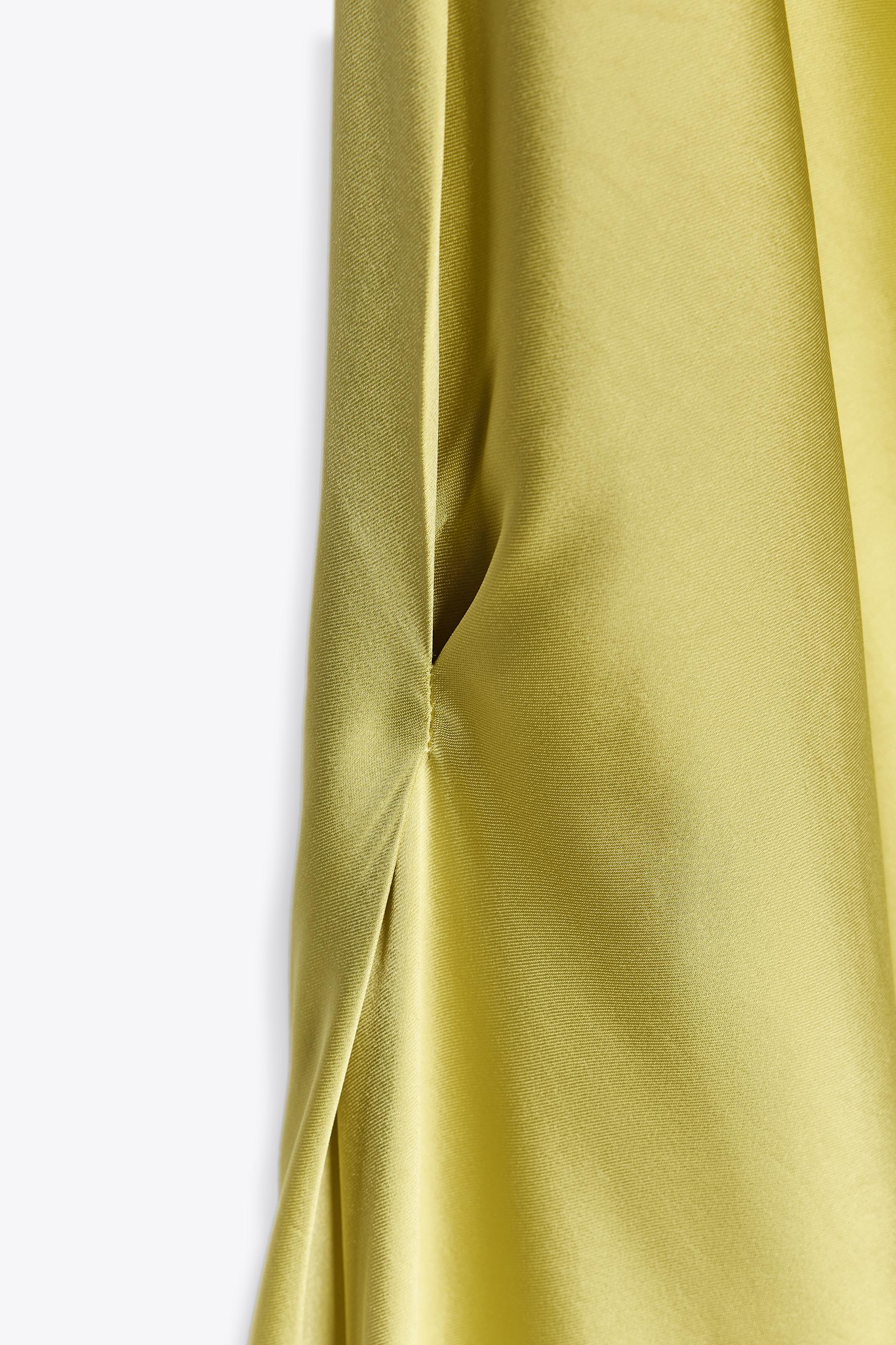 ZW COLLECTION SATIN FLOWY DRESS - Lime green | ZARA United ZW COLLECTION SATIN FLOWY DRESS - Lime green | ZARA United