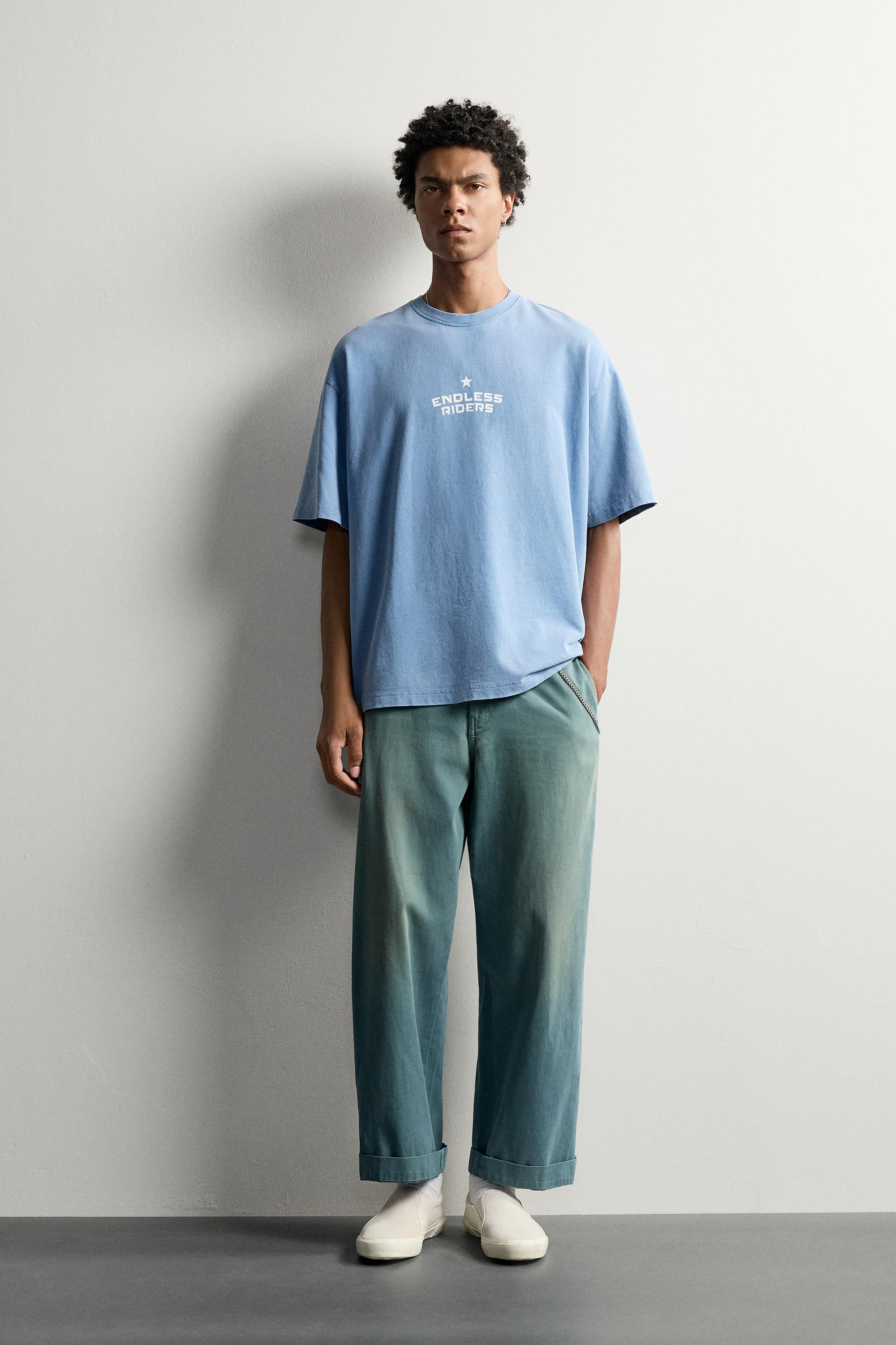 Мужские худи Zara RELAXED-FIT WASHED GRAPHIC SWEATSHIRT