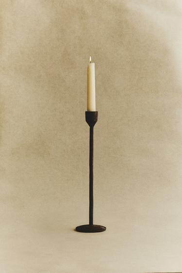 FACETED METAL CANDLESTICK - Black by Zara