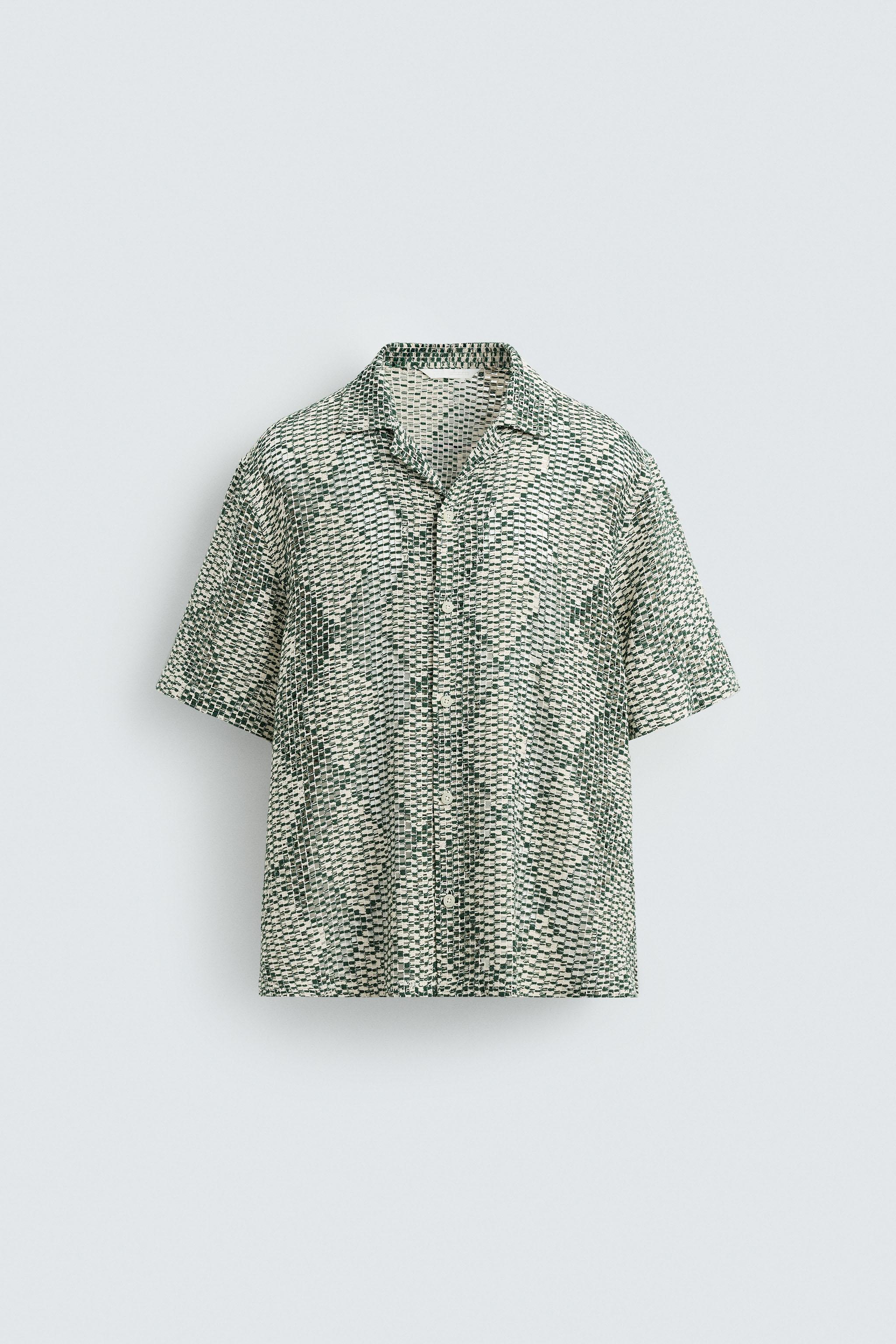 額 Shop Zara TEXTURED CROCHET SHIRT at Beverly Center in Los