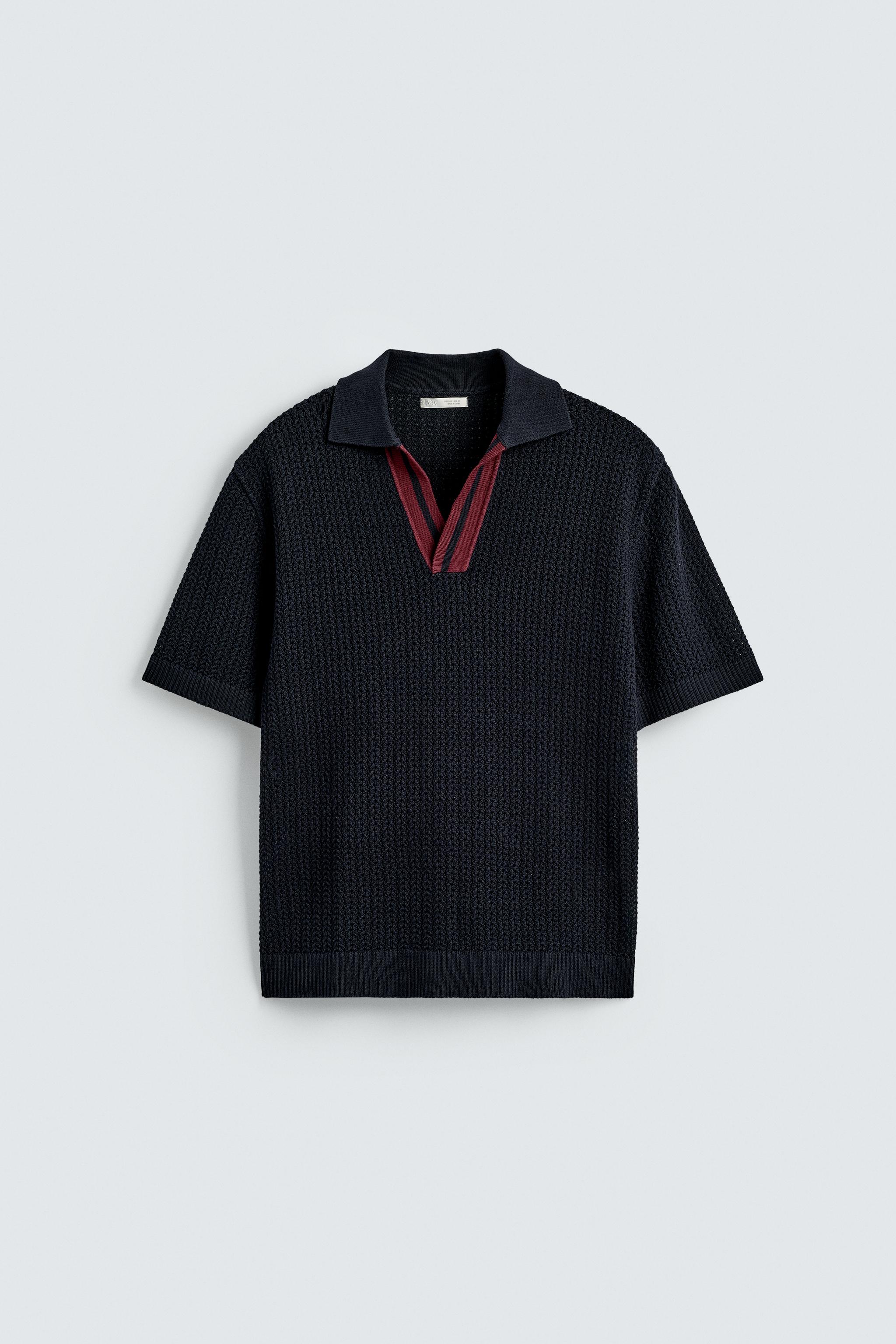 POLO EN MAILLE STRUCTURÉE À CONTRASTE