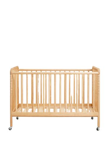 LIT BÉBÉ BOIS SCULPTÉ ROULETTES - Beige clair de Zara