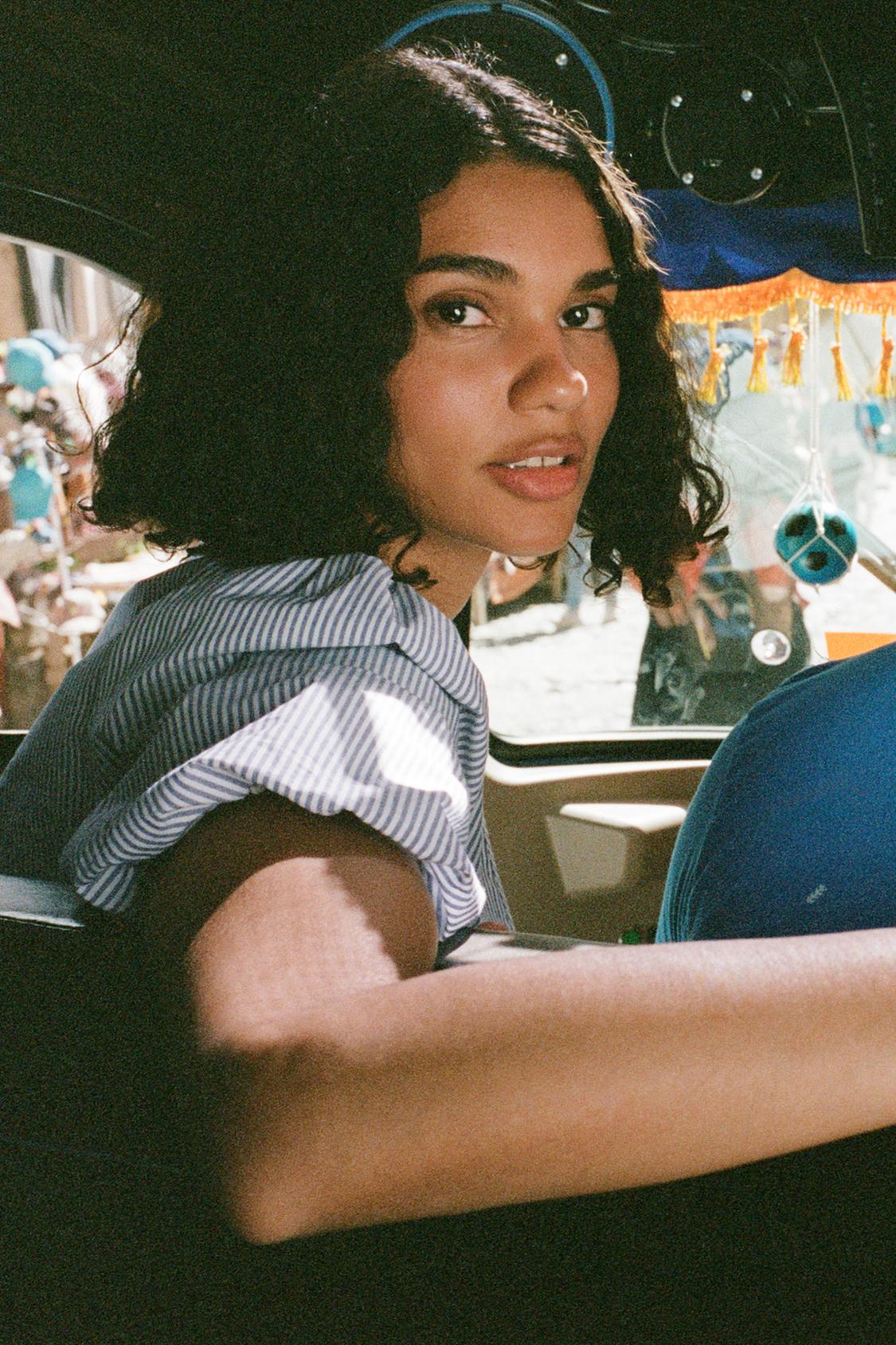 STRIPED EMBROIDERED TOP