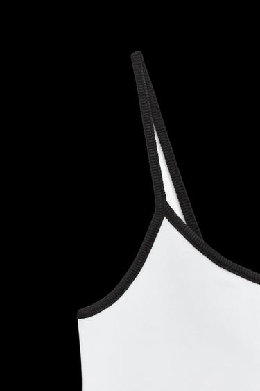 CAMISETA TIRANTES CONTRASTE - marron/blanco de Zara