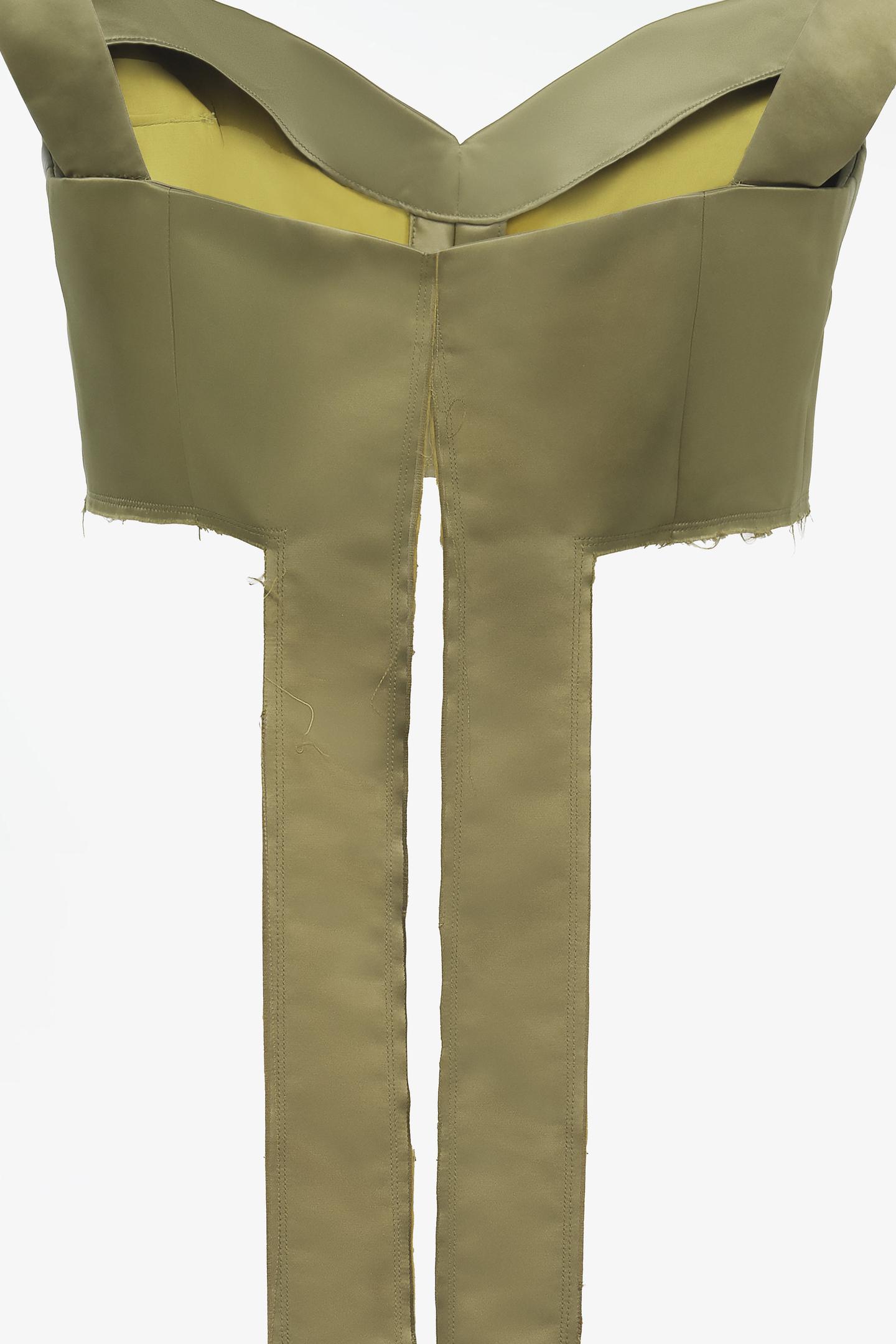 Женский топ Zara Limited Edition Bow Top, цвет: Оливковый зелёный — фото 6