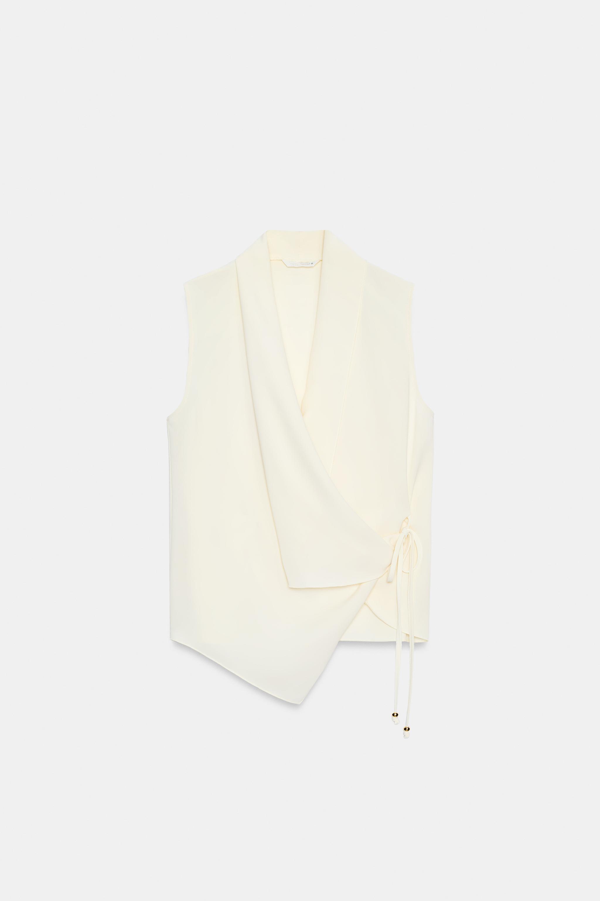 Женские рубашки Zara FLOWY WRAP TOP — фото 7