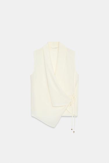 FLOWING CROSSOVER TOP - Oyster-white by Zara - Image 6