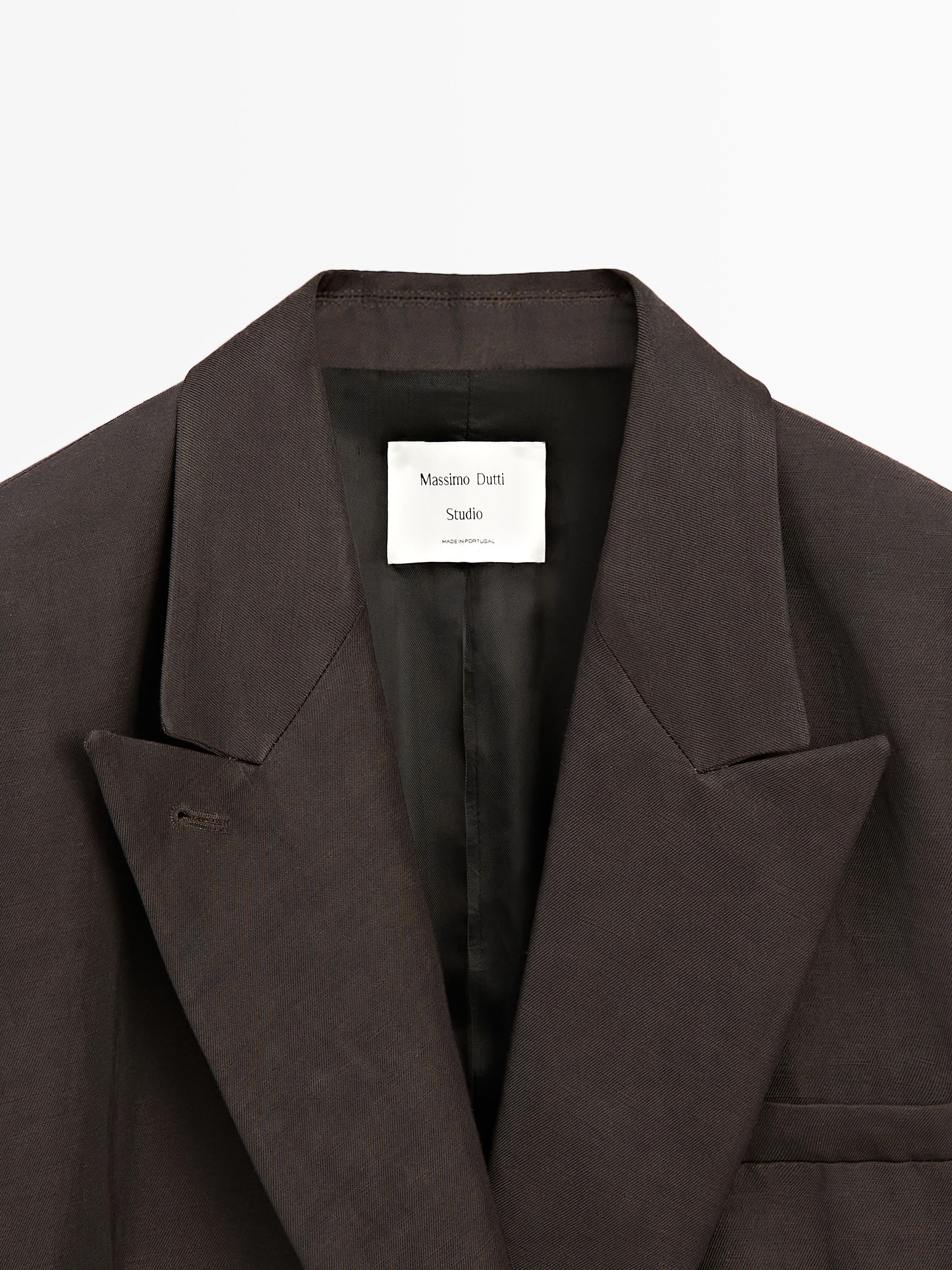 Double-breasted linen blend blazer - STUDIO