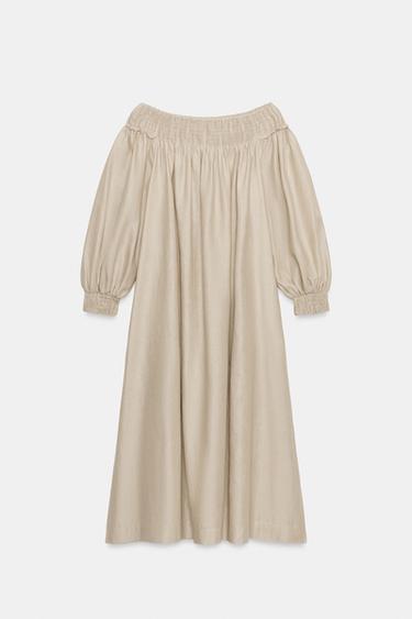ZW COLLECTION LINEN BLEND MIDI DRESS - Sand / Marl by Zara - Image 3